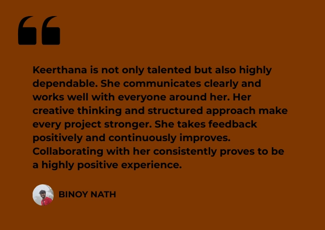 Testimonial by Binoy about Freelance Digital Marketing Analyst in Calicut